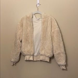 Cream bear bomber jacket